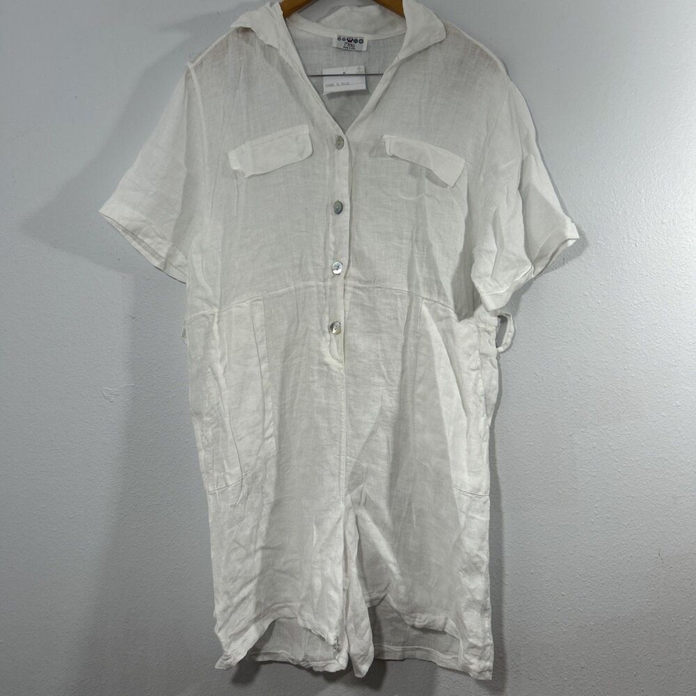 Mida Romper Womens OS White Linen‎ Vacation Summer Y2K Made in Italy